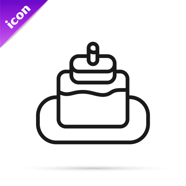 黑线蛋糕图标孤立在白色背景图片下载