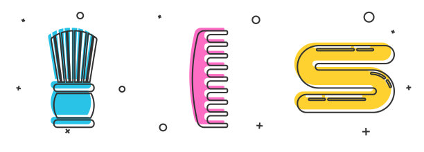 设置剃须刷、发刷和毛巾图标图片下载