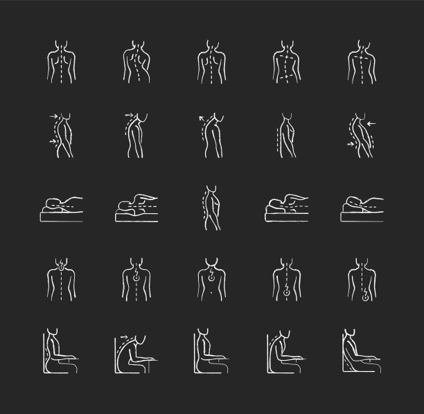 背部和姿势问题粉笔白色图标设置图片下载