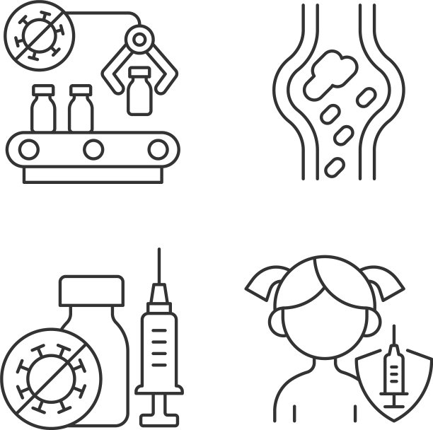 疫苗接种线性图标集图片下载