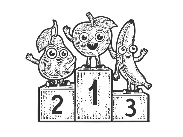 卡通水果底座线艺术素描图片下载