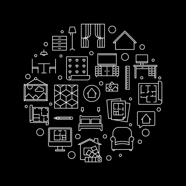 设计圆形概念家居室内线条图片下载