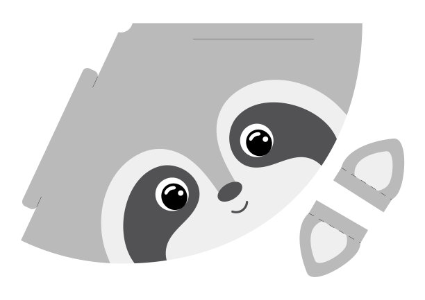 可印刷的浣熊纸帽子派对模切图片下载