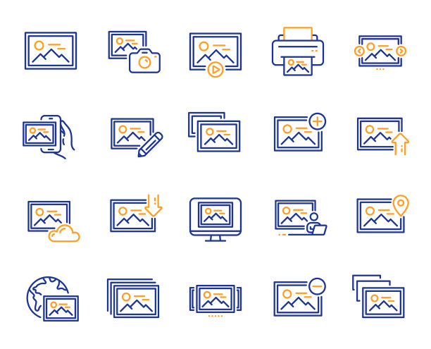 照片线图标打印图像相机图片下载