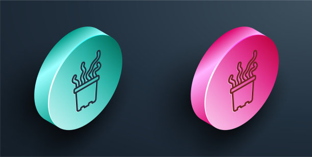 异域热带植物的等距线盆栽图标图片下载