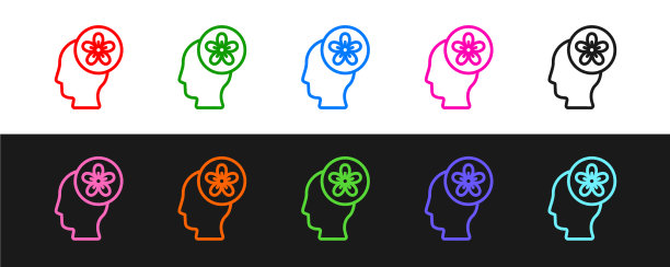 图标内设线人头和花图片下载