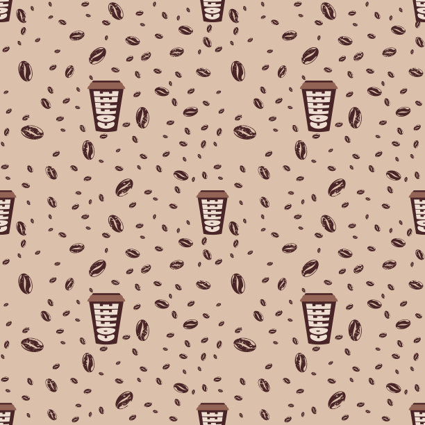 无缝模式咖啡豆与垃圾图片下载