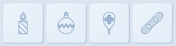 设置线燃烧蜡烛气球与雪花图片下载