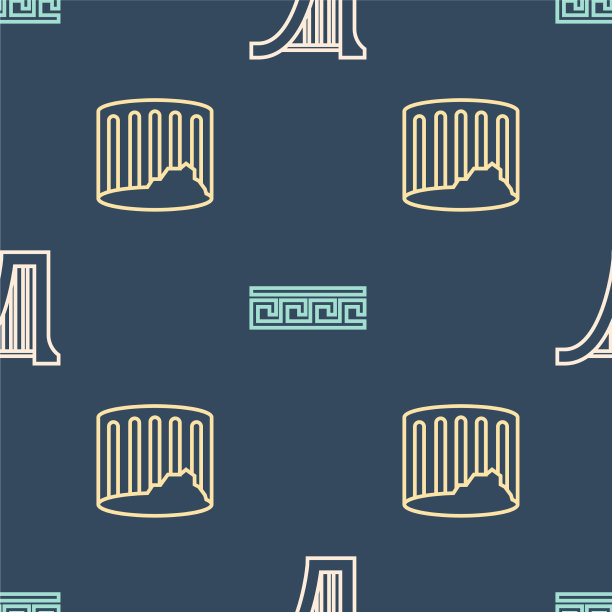 设置线条竖琴古柱和希腊图案上图片下载