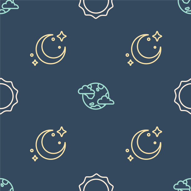 日落线日月星辰和地球行星图片下载