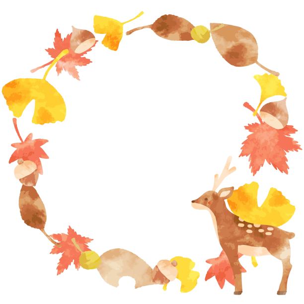 美丽的水彩秋叶和鹿圆形框架图片下载