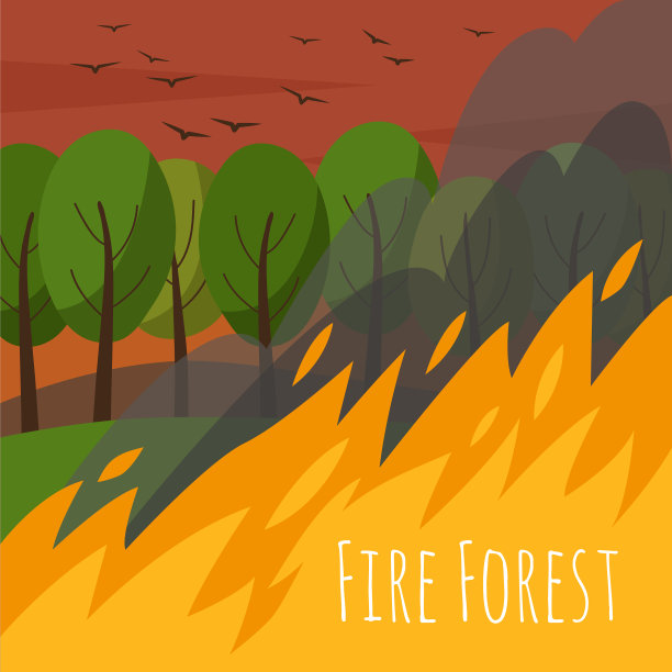 森林大火和烟雾的场景图片下载