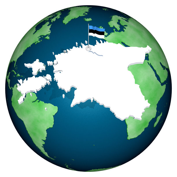 爱沙尼亚国旗背景世界- 3D插图图片下载