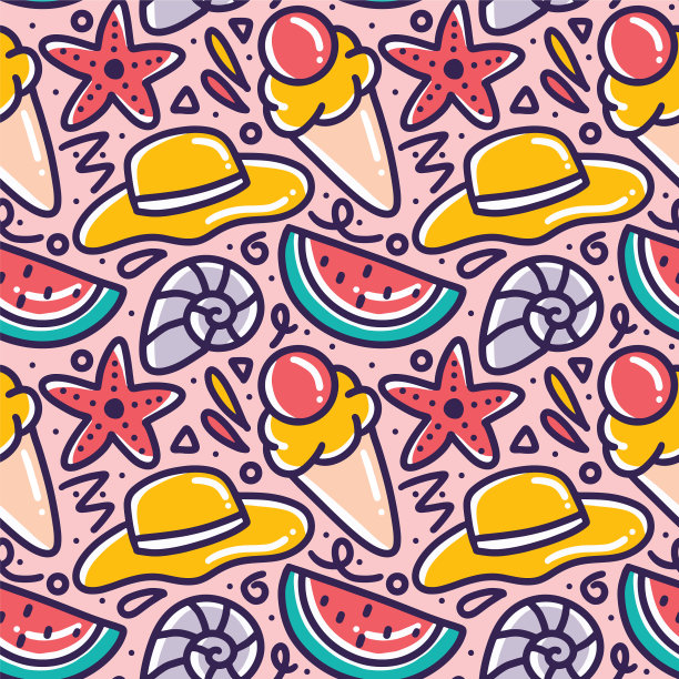 手绘涂鸦集菜单夏天的海滩图片下载