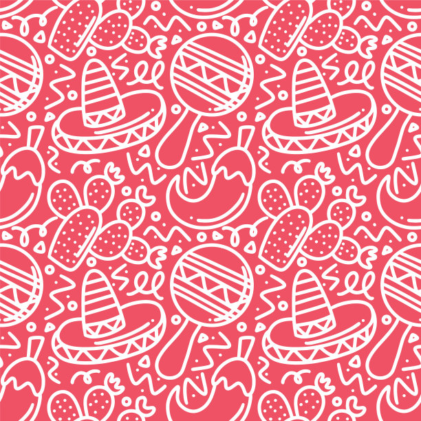 线条艺术图片墨西哥假日手绘图片下载