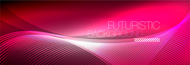 抽象的霓虹灯在黑暗中发出波浪般的光图片下载