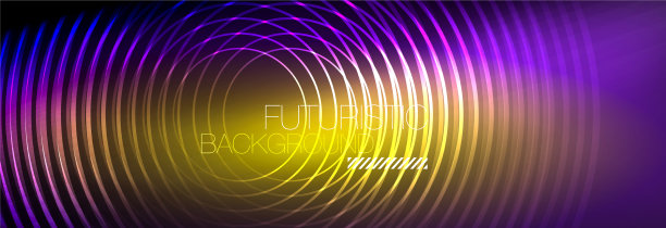 暗抽象背景与发光的霓虹灯圈图片下载