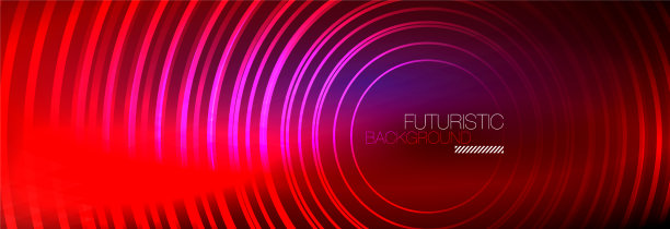 暗抽象背景与发光的霓虹灯圈图片下载