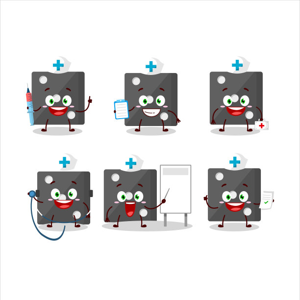 医生职业表情与黑色骰子卡通图片下载