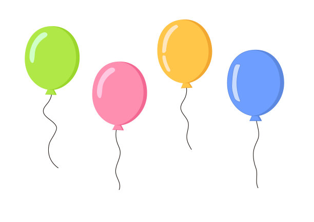 白色背景上的一堆卡通扁平风格的气球。生日、庆典活动、事件。矢量图像。图片下载