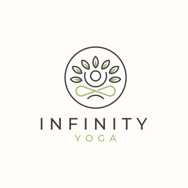 无限瑜伽标志与叶子标志模板图片下载