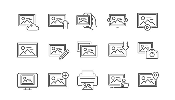 照片线图标打印图像相机图片下载