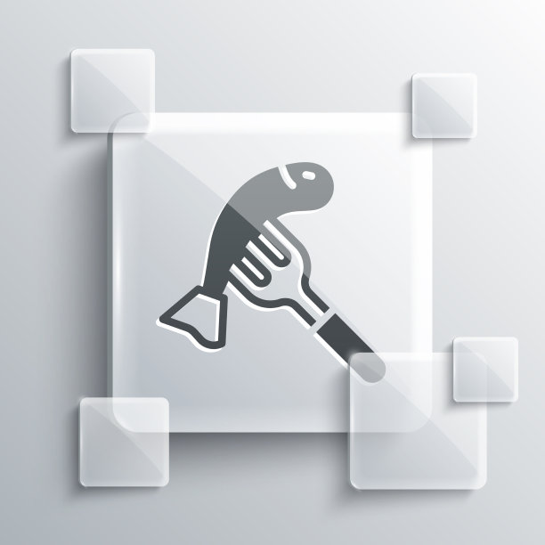 灰色的盘子上的鱼图标孤立在灰色图片下载