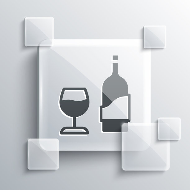 灰色酒瓶与玻璃图标隔离在灰色上图片下载