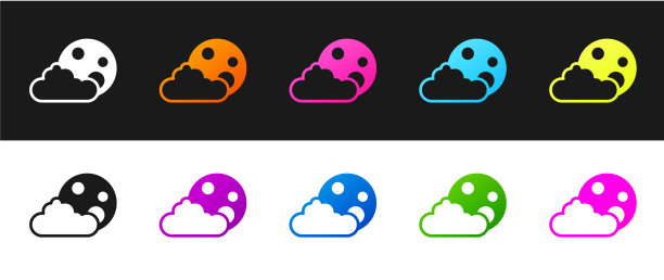 月亮和星星的图标孤立在黑色和图片下载