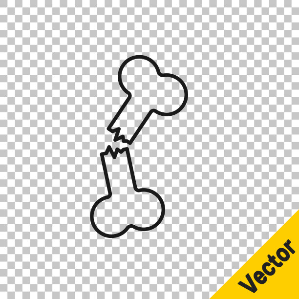 黑线人断骨icon孤立上图片下载