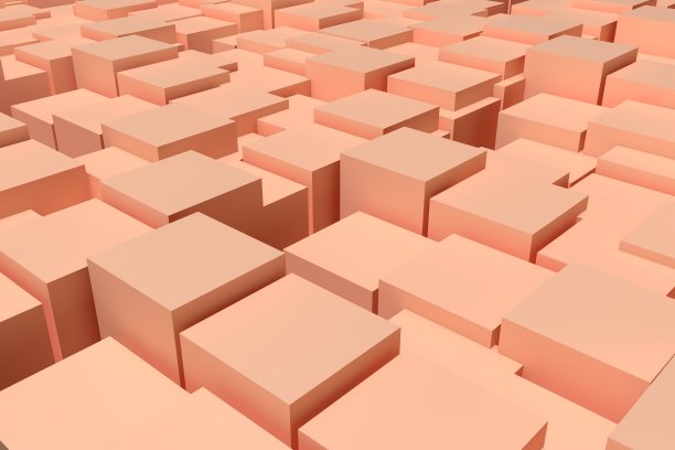 用黄色立方体抽象出三维建筑背景图片下载