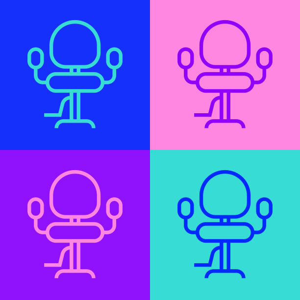 波普艺术线理发店椅子图标孤立上图片下载