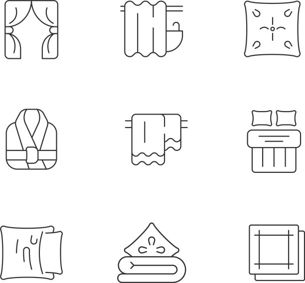 家用纺织品线性图标集图片下载