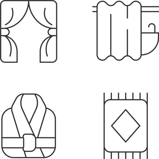 家用纺织品项目线性图标设置图片下载