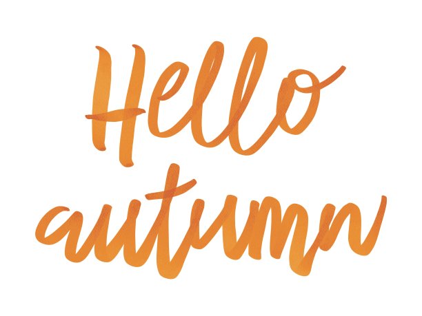 手写水彩字体你好秋橙墨水。用于海报，印刷，卡片，明信片，模板，设计，图案，商店，商店，营销，纺织品，广告图片下载