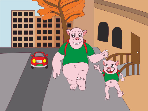 一本画可爱小猪上学的书图片下载