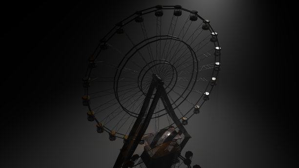 老式恐怖摩天轮3d插图3d渲染图片下载