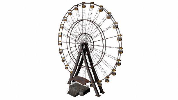 老式恐怖摩天轮3d插图3d渲染图片下载