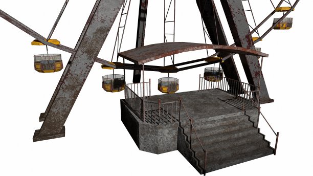 老式恐怖摩天轮3d插图3d渲染图片下载