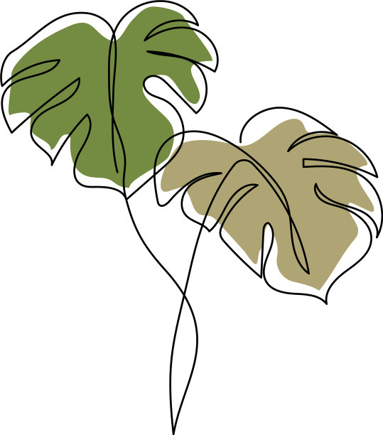 怪物的叶子在连续的线条画图片下载