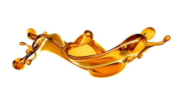 一种透明的橙色液体溅在白色背景上。3d插图，3d渲染。图片下载
