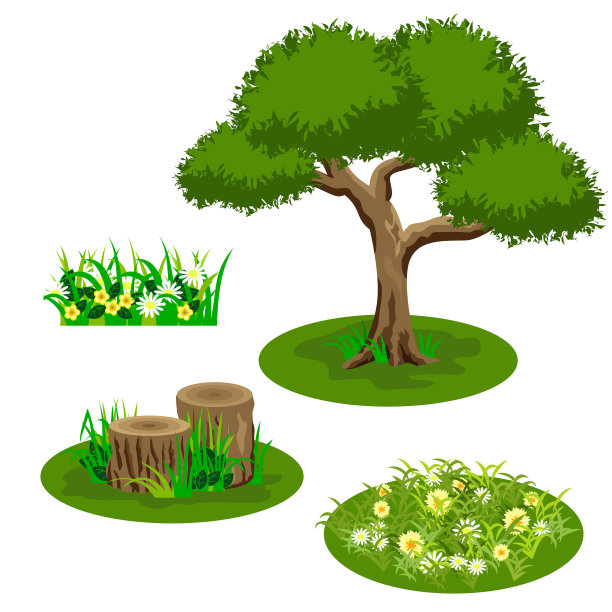 花园景观设置为夏季森林或花园设计图片下载