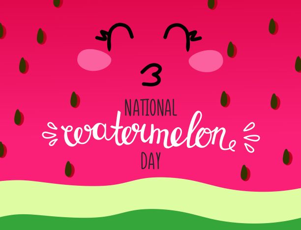 国家西瓜节，横幅明信片海报的节日。用于明信片，背景，织物或纪念品上的应用。图片下载