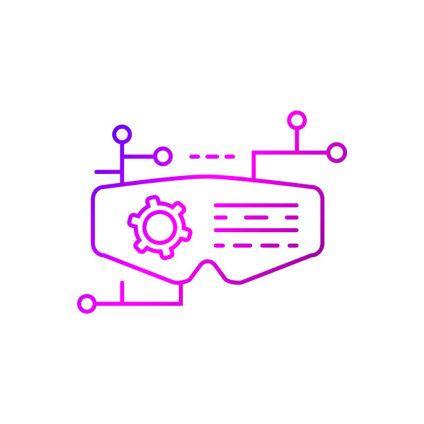 赛博朋克虚拟现实眼镜彩色图标。未来的小玩意。外骨骼和高科技图片下载