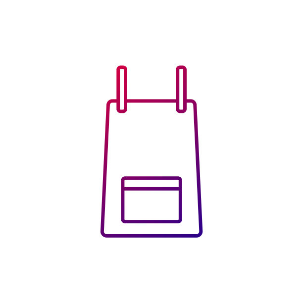 厨房围裙轮廓图标。咖啡师的衣服。紫色渐变的象征。孤立的矢量图图片下载