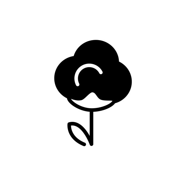 有机可回收棉花字形图标。生态友好的材料。面料特性。纤维类型。黑色象征。图片下载