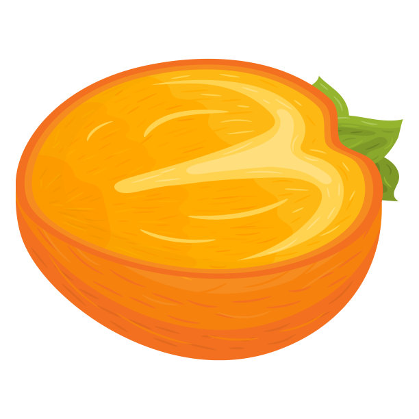 新鲜的半切柿子果实孤立在白色的背景。健康生活方式的夏季水果。有机水果。卡通风格。矢量插图的任何设计。图片下载