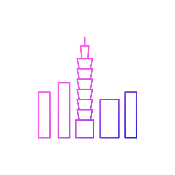 台北101摩天大楼轮廓图标。台湾。东方的风俗。亚洲项目。分离矢量图例图片下载