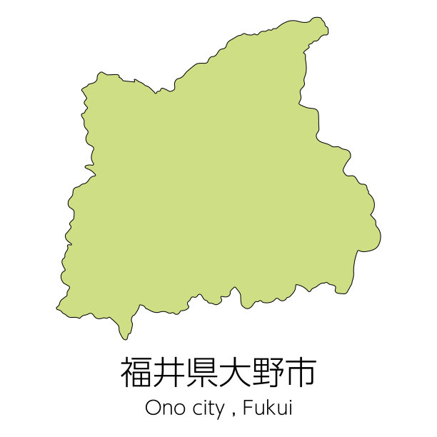 日本福井县小野市地图。翻译过来就是:“福井县小野市。”图片下载