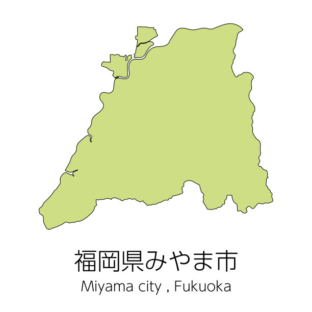 日本福冈县三山市地图。翻译过来就是:“福冈县三山市。”图片下载